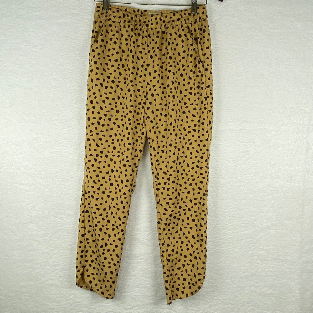 Marine Layer Women's Small Re-Spun Spotted‎ Elastic Waist Pants Yellow Black